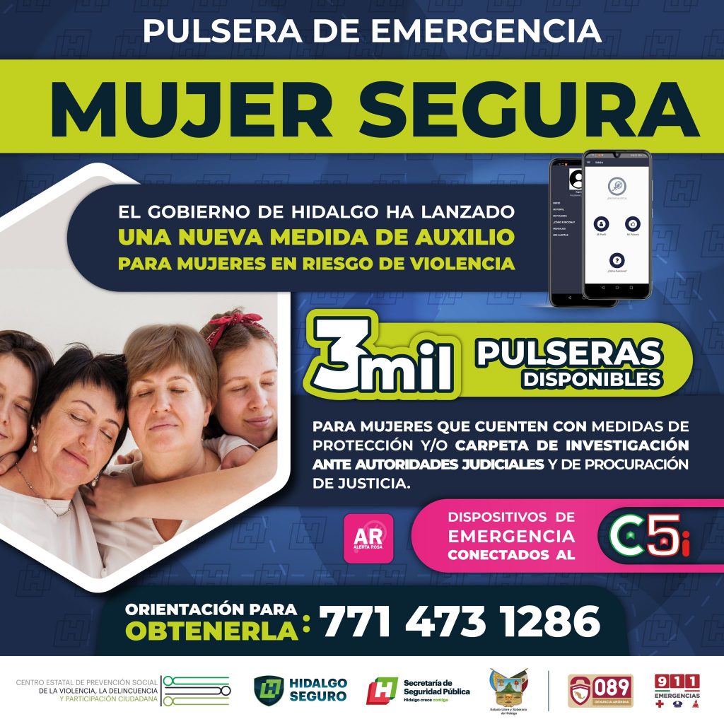 Pulseras de emergencia para auxiliar a mujeres de Hidalgo en riesgo de violencia